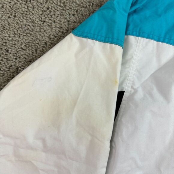 VINTAGE Van Heusen Jacket Mens M Blue White Coloblock Sailing Windbreaker READ - Picture 6 of 15